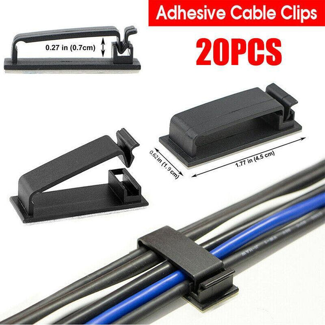 Adhesive Cable Clips Management Clamp Wire Organiser Rectangle Tidy Desk Holder - Aimall