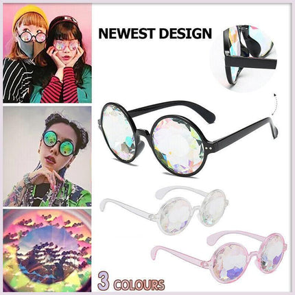 Kaleidoscope Glasses Rave Festival EDM Sunglasses Diffracted Lens Party Show AU - Aimall