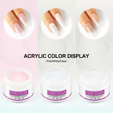 Acrylic Nail Art Starter Kit Clear White Pink Acrylic Powder 120ML Liquid Set AU - Aimall