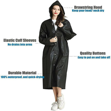 Waterproof Raincoat Jacket Mens Womens Long Hooded Rainwear EVA Rain Coat AU - Aimall