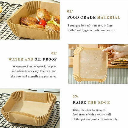 50-100Pcs Disposable Square Air Fryer Paper Liner Non-Stick Baking Paper LinerAU - Aimall
