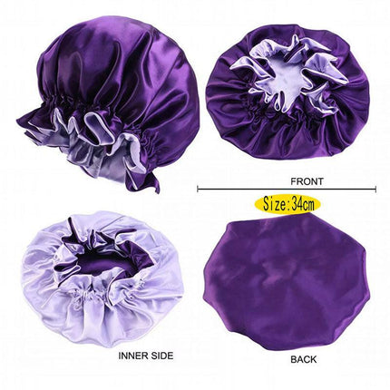 Women's Sleep Cap Elastic Satin Bonnet Wide Band Curly Hair Pure Sleeping Hat AU - Aimall