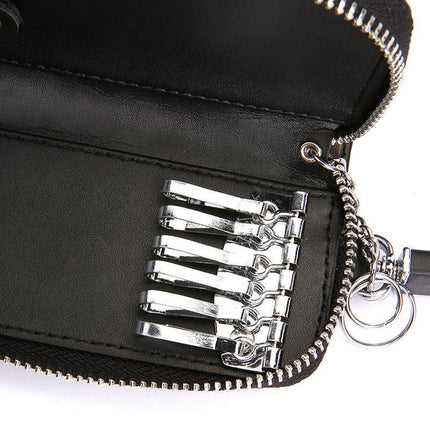 Genuine Leather Key Wallet Zipper Coin Bag Storage Card NFC Pouch Purse 4Colours - Aimall