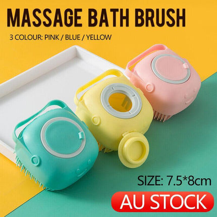 Pet Massage Bath Brush For Dog Cat Shampoo Dispenser Silicone Scrubber Wash Tool - Aimall