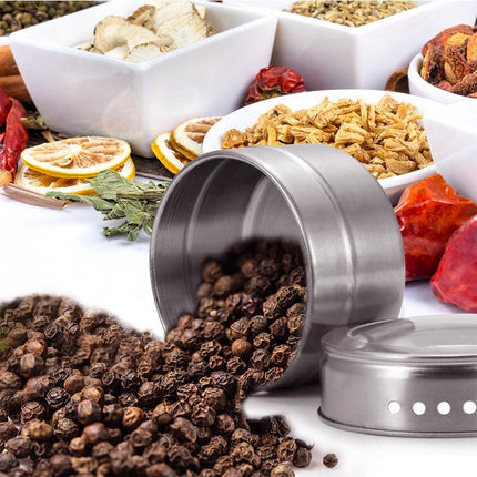 12PCS Kitchen Magnetic Spice Jars Pot Holders Storages Rack Herb Stainless Steel - Aimall