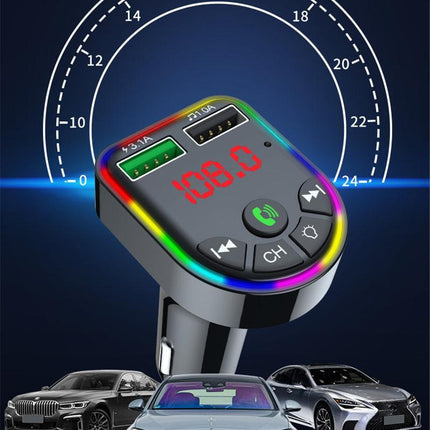 Car FM Transmitter Bluetooth Radio MP3 Player Music RGB Light Charger Kit USB - Aimall