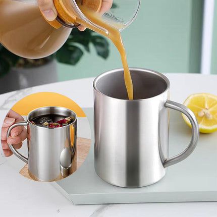2PCS 380ML Stainless Steel Double Wall Cup Mugs Drinking Coffee Camping Travel - Aimall