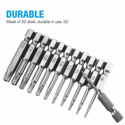 Torx Head Magnetic Screw Driver Bit Set 12pc Hex Shank Impact Power Tamper Proof - Aimall