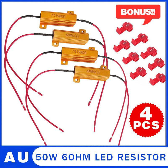 4X 50W LED LOAD RESISTOR 12V LIGHTS FRONT REAR INDICATOR HYPER FLASH CAR 4WD UTE - Aimall