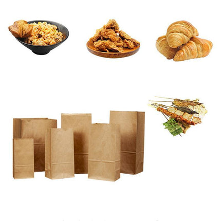 Brown Kraft Paper Bags Take Away Food Lolly Grocery Buffet Craft Gift Market Bag - Aimall