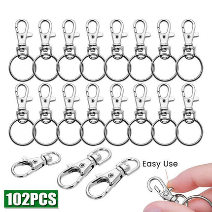 102 Swivel Lobster Clasp Clips Hook Alloy Key Ring Split Keychain Durable Diy AU - Aimall