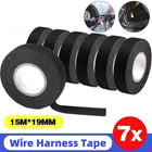 7Roll Electrical Harness Tape Wire Loom Cloth Noise Damping Heat Proof 19mmX15M - Aimall