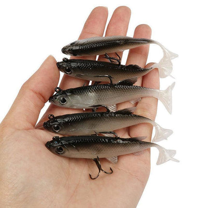 10PCS Soft Plastic Lures Poddy Mullet Flathead Jig Head Barra Cod Fishing Tackle - Aimall