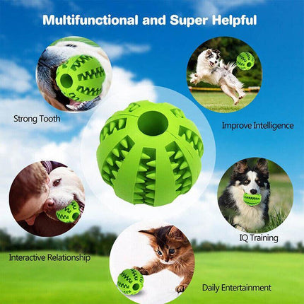 Dog Chew Toy Rubber Ball Dental Clean Teeth Healthy Food Dispenser Puppy Pet AU - Aimall