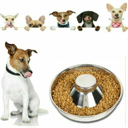 Feeder Bowl Stainless Dish Puppy Dog Pet Cat Litter Food Feeding Weaning Home AU - Aimall