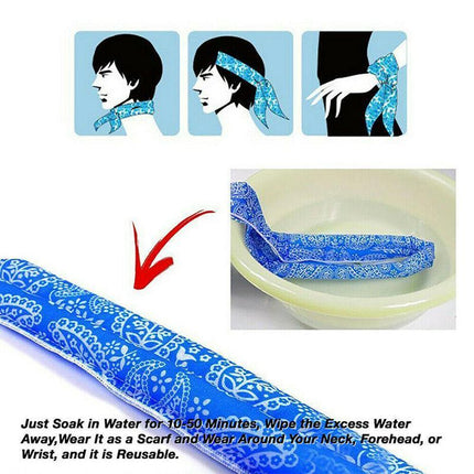 Bandana Headband Cooler Scarf Neck Ice Scarf Wrap Deluxe Outdoor Sport Cooling - Aimall