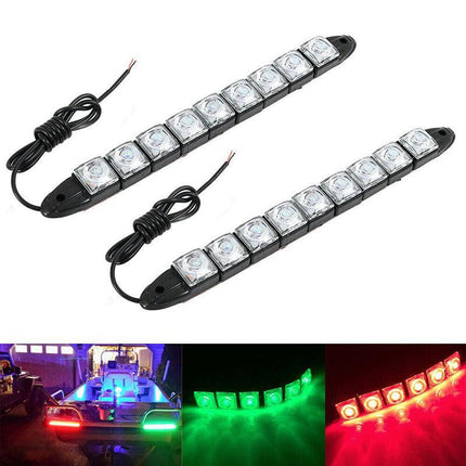 2X LED Signal Nav Navigation Lights Strip Port Starboard Marine Boat Red & Green - Aimall