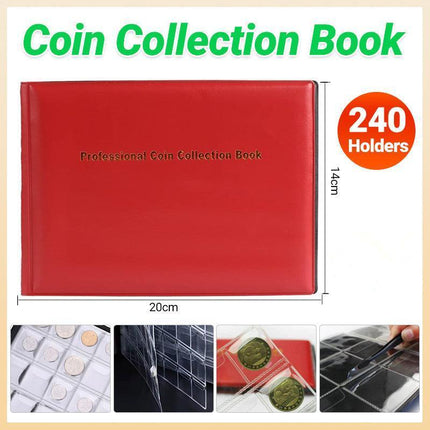 240 Coins Holder Collection Storage Collecting Penny Pocket Album Book RED AUS - Aimall