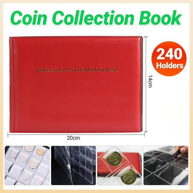 240 Coins Holder Collection Storage Collecting Penny Pocket Album Book RED AUS - Aimall