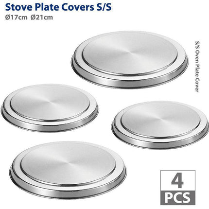 4Pcs Round Stainless Steel Electric Stove Top Burner Cooker Protection Covers AU - Aimall