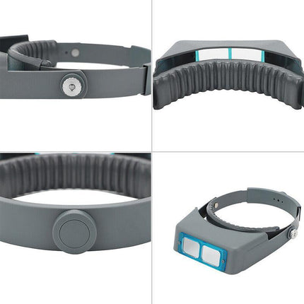 Headband Magnifier Head Wearing Jeweler Reading Magnifying Glass Loupe Optivisor - Aimall