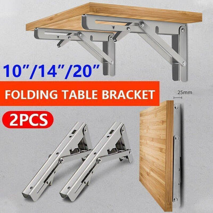 10-20" Stainless Steel Folding Table Bracket Shelf Bench 200kg Load Heavy Duty - Aimall