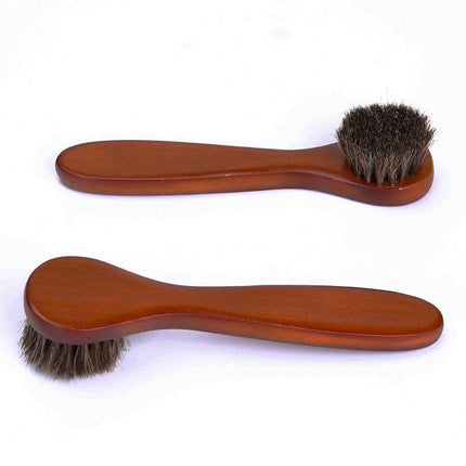 2X Horsehair Shoe Brush Wood Handle Leather Boots Daubers Applicators Cleaning - Aimall