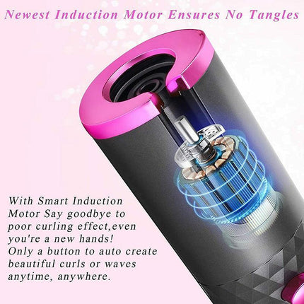 LCD Cordless Auto Rotating Hair Curler Hair Waver Curling Iron Wireless Ceramic - Aimall