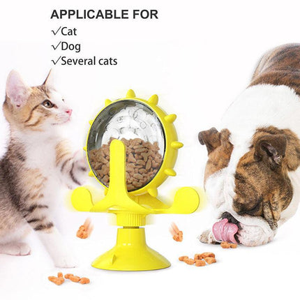 Windmill Pet Cat Treat Food Dispenser Toys Slow Feeder Puzzle Interactive Toys - Aimall
