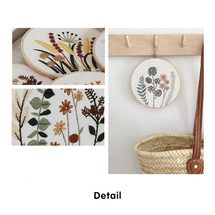 DIY Flowers Pattern Embroidery Kits Craft Beginner Needlepoint Hoop Cross Stitch - Aimall