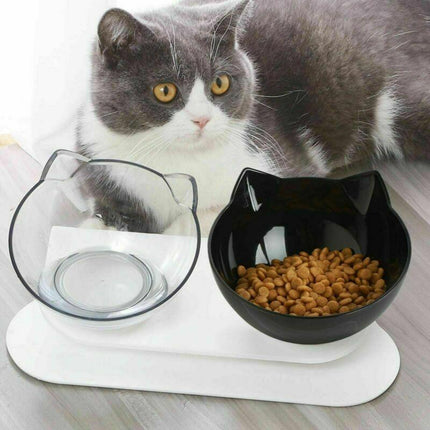 Double Cat Bowl Pet Bowls Stand Dog Elevated Feeder Food Water Raised Lifted AU - Aimall