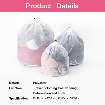 Laundry Washing Mesh Net Bag Drawstring Delicate Cloth Cleaning Clothes Lingerie - Aimall