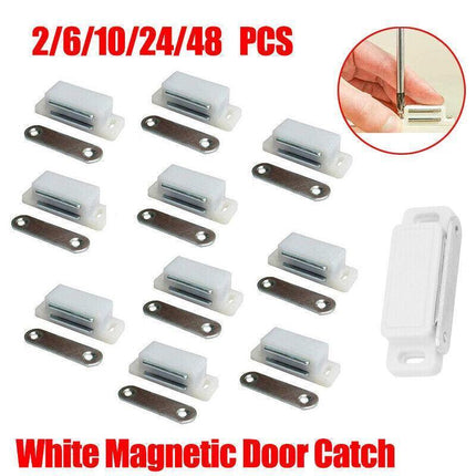 2/6/10/24/48pcs White Magnetic Door Catch Cupboard Cabinet Wardrobe Drawer Latch - Aimall