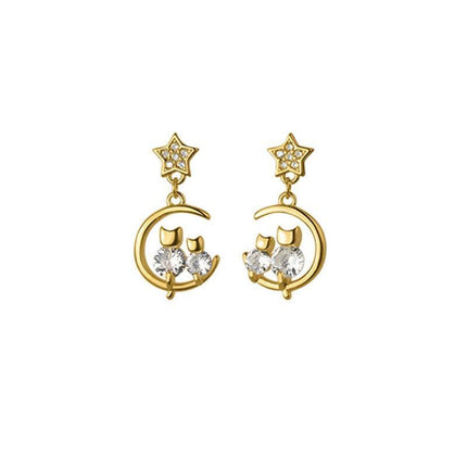 Silver Women Earrings Stud Crystal Cubic Zircon Dangle Wedding Gift AU Stock - Aimall