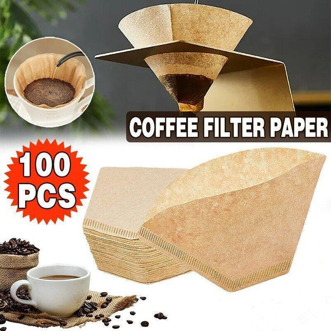 100PCS Coffee Filter Paper Natural Unbleached Original Wooden Drip Paper - Aimall