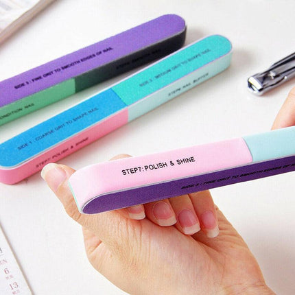 7 Way Professional Natural Nail File Straight Buffer Sanding Manicure Tools AU - Aimall