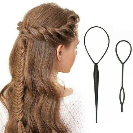 Hair Styling Tool 2PCS Set Topsy Tail Ponytail Maker Braid Ladies Girl Clip Loop - Aimall