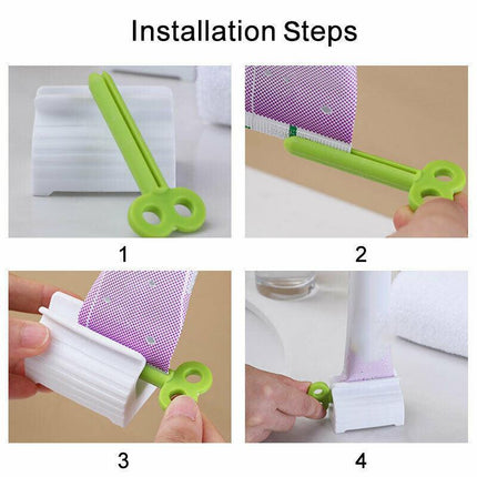 3x Toothpaste Squeezer Bathroom Tube Easy Stand Dispenser Rolling Holder Seat AU - Aimall