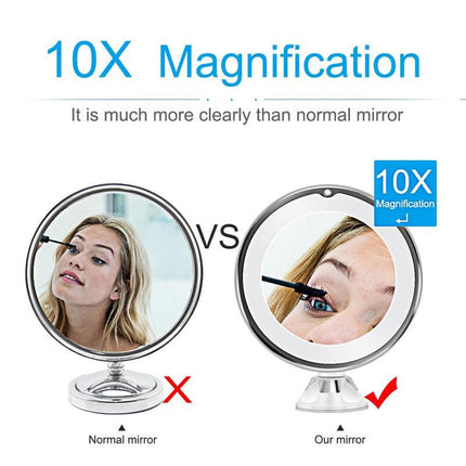 10X Magnifying Makeup Mirror With LED Light Cosmetic 360° Rotation Flexible AU - Aimall