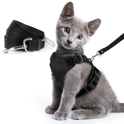 Cat Dog Harness & Leash Walking Escape Proof Adjustable Reflective Vest Harness - Aimall