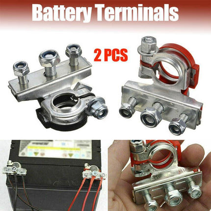 2Pcs 12V Battery Terminals Connectors Clamps 3 Way Kit For Caravan Car Van AU - Aimall