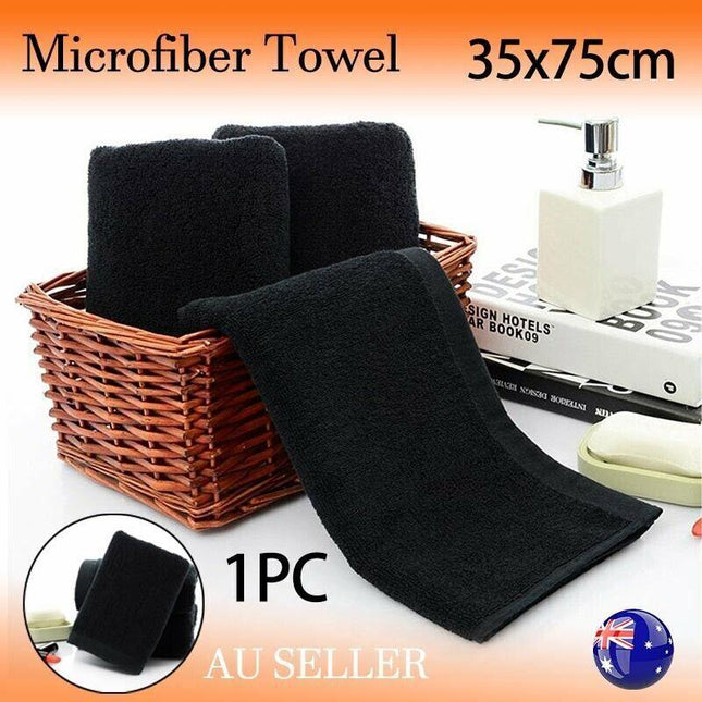 Microfiber Towel GYM Sport Footy Travel Camping Swimming Drying Microfibre Black - Aimall