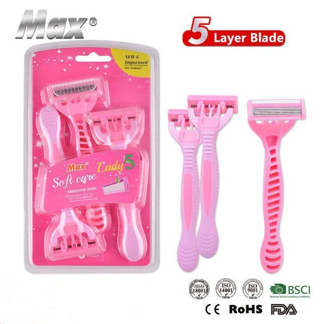 36Pcs MAX 5 Layer Floating Blade Razor Shaver Shaving Facial Body Leg Women Lady - Aimall