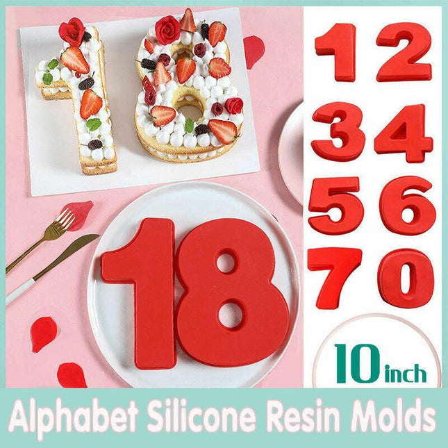 10" Large Silicone 0-9 Number Cake Tin Mould Birthday Party Baking Mold Tool AU - Aimall