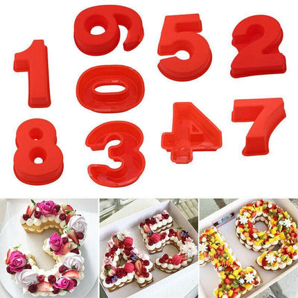 10" Large Silicone 0-9 Number Cake Tin Mould Birthday Party Baking Mold Tool AU - Aimall