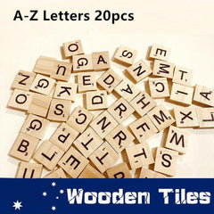 20x A-Z Letters Alphabet Wooden Scrabble Tiles Black Letters &Numbers For Crafts - Aimall
