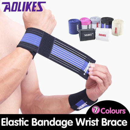 AOLIKES Wrist Brace Elastic Bandage Support Sport Gym Wrap Fitness Wristband AU - Aimall