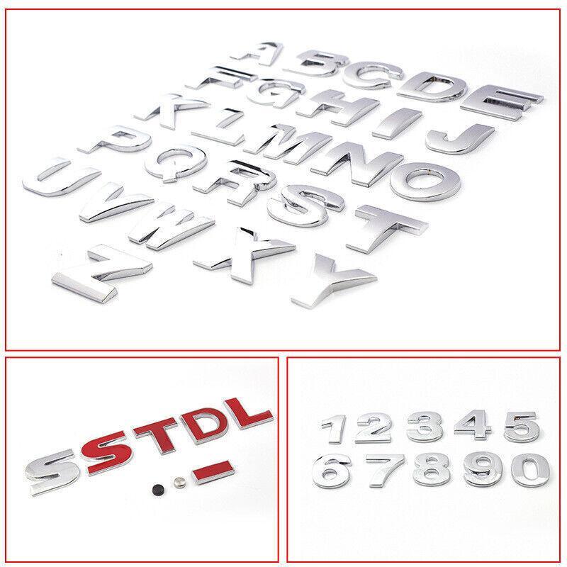 Car Shape Letters A-Z Alphabet Letters Car Sticker Self Adhesive Auto Badge Emblem 3D ...