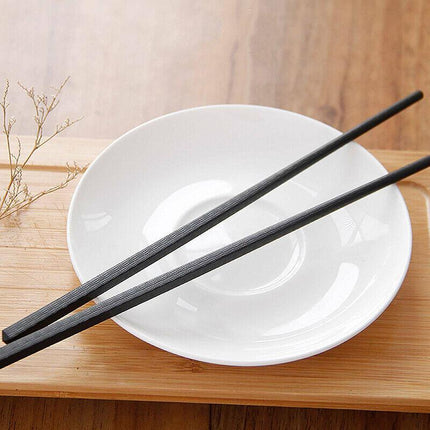 5 Pairs Premium Quality Alloy Chinese Japanese Chopsticks Dishwasher Safe Black - Aimall