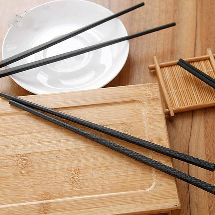 5 Pairs Premium Quality Alloy Chinese Japanese Chopsticks Dishwasher Safe Black - Aimall